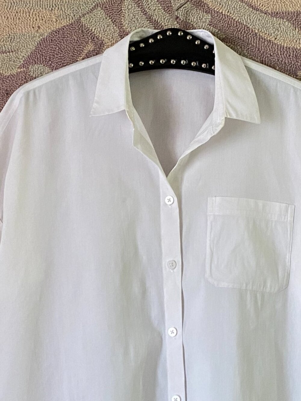Athleta Womens White Relaxed Fit Sz XS Blouse Button Up Shirt Short Sleeve - Picture 2 of 9